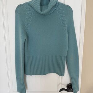 Women's Teal Cashmere Turtleneck Sweater